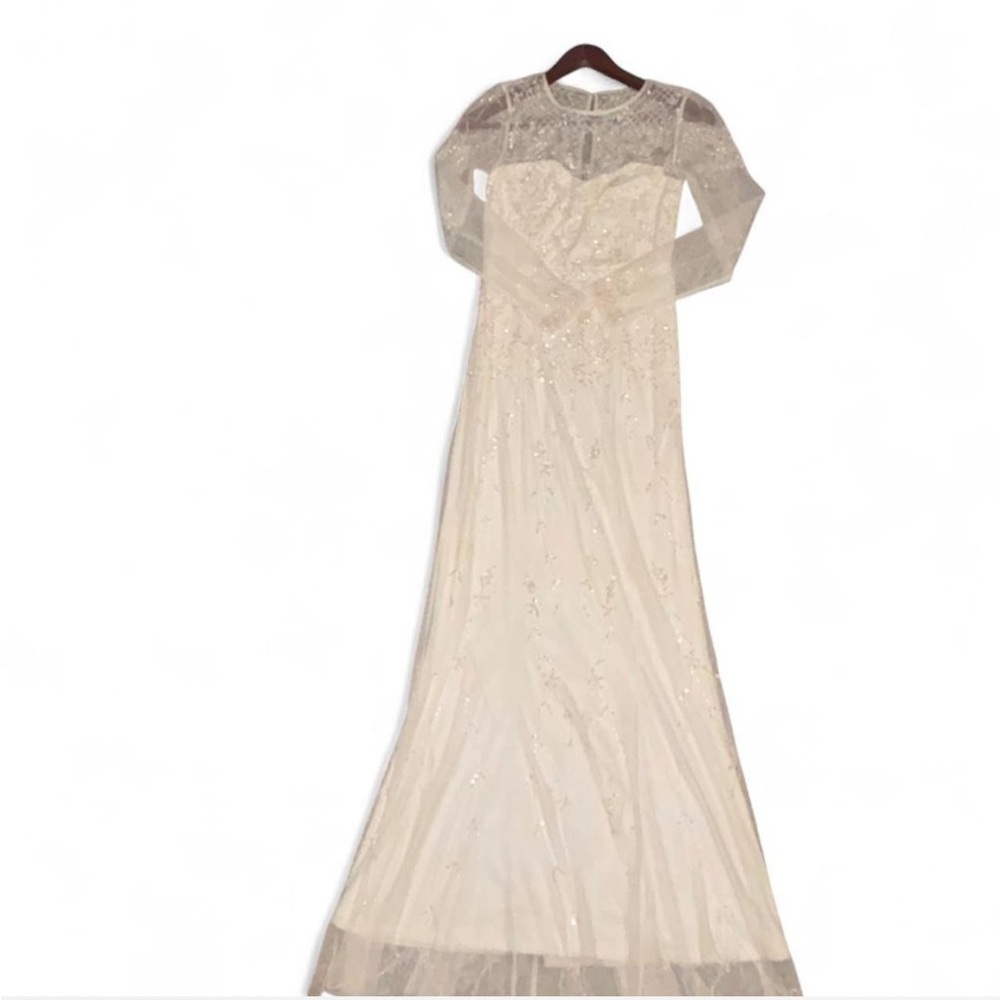 Adrianna Papell Long-Sleeve Embellished Wedding Gown